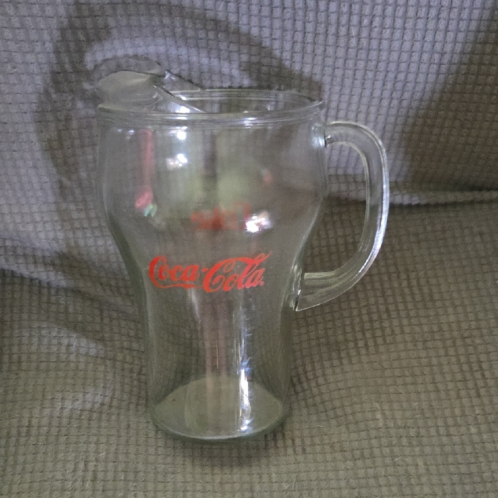 Coca-Cola Clear Glass Jug with Red Logo